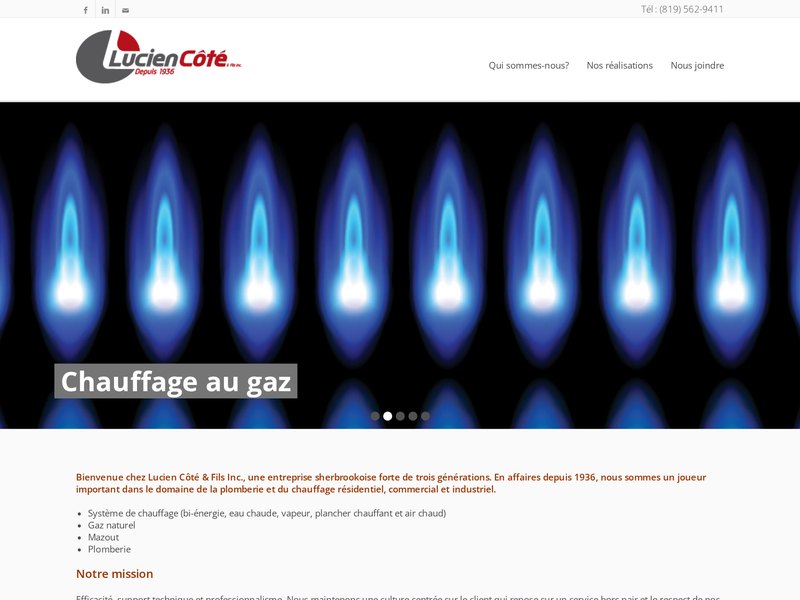 Page d'accueil du site web de Lucien Côté & fils