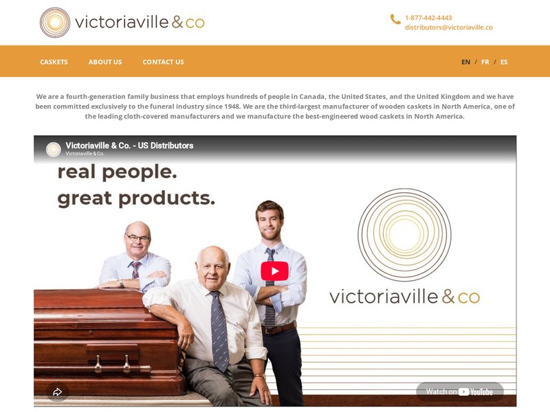 Page d'accueil du site web de Victoriaville & Co